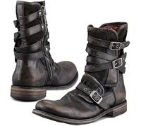 Riding Boots, Steampunk Retro PU Leather Knight Boots with 3 Buckles, Outdoor Fashion Ankle Boot Shoes for Men Daily Wear,Black,46 EU