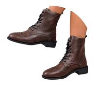 Riding Boots Women's Lace-Up Boots Autumn Winter Short Boots English Retro Medium Heels Boat Shoes Ankle Boots Block Heel Soft Short Shaft Shoes Transition Boots, brown, 5 UK