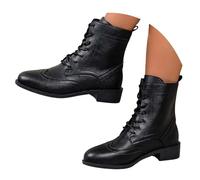 Riding Boots Women's Lace-Up Boots Autumn Winter Short Boots English Retro Medium Heels Boat Shoes Ankle Boots Block Heel Soft Short Shaft Shoes Transition Boots, black, 5 UK