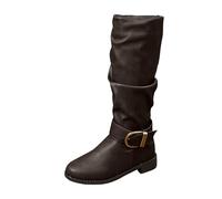 Riding Boots Women's Wide Calf Cowboy Boots Women's High Boots Autumn Winter Western Boots Leisure Long Shaft Boots Low Heel Traditional Boots PU Leather Boots Transition Boots Winter Boots, brown