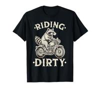 Riding Dirty Motorcycle Rider Biker Racoon Raccoon T-Shirt
