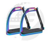 RIDING GEARS 4'',4.25’’,4.50’’,4.75’’,5’’ Inch Rainbow Color Peacock Horse Stirrups Equestrian Safety Iron Fillis Stirrups for Adult/Children (4.25 Inch)