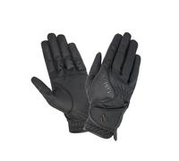 LeMieux Close Contact Glove - Breathable Fabric - Double Rein Grip - Secure Hook & Loop Fastening - Textured Branding - Black - X-Large