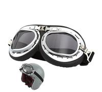 Riding Goggles - Windproof ATV Glasses, Adjustable Strap Eyewear, Vintage Pilot Fit | Anti-Scratch UV Lens Shield Protection, Wide Vision Dust Guard Outdoor Adventure Motorbike Touring Use