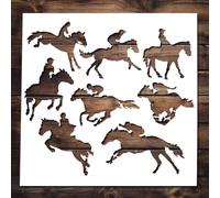 Riding Horse Stencil - Reusable Western Race Horse Stencils for Painting on Wood, Glass, Wall, Rock, Walls, Canvas, Glassware, Spray Painting, Airbrushing (8 x 8)