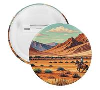 Riding Horses in Wild West Badge Metal Round Pins, Lightweight Brooch for Backpack, Fashion Button Pins Badge for Shirts, Jackets, Shawl Coat, Unisex, 5PCS, Tinplate, metal round pins