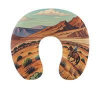 Riding Horses in Wild West Pillow U Shaped, Portable Travel Pillows - Removable Cover, Ergonomic Memory Foam Neck Pillow for Travel & Office