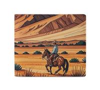 Riding Horses in Wild West Wallet Elegant Leather Wallets with ID Window & 2 Card Slots, Slim Bifold Wallet for Men Women