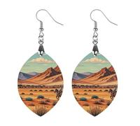 Riding Horses in Wild West Wooden Earrings for Women, Vintage Elegant Wood Jewelry, Lightweight Earrings for Wedding, Party, Everyday Jewelry Gift, Apricot shaped, Wood, wood