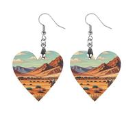 Riding Horses in Wild West Wooden Earrings for Women, Vintage Elegant Wood Jewelry, Lightweight Earrings for Wedding, Party, Everyday Jewelry Gift, Love, Wood, wood