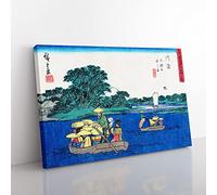 Riding In The Boats By Utagawa Hiroshige Asian Japanese Canvas Wall Art Print Ready to Hang, Framed Picture for Living Room Bedroom Home Office Décor, 60x40 cm (24x16 Inch)