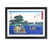 Riding In The Boats By Utagawa Hiroshige Asian Japanese Framed Print | A4 Black Framed Wall Art | Ready to Hang | Asian Nature Picture | Living Room Bedroom Lounge Office