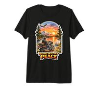 Riding Into My Peace Motorcycle Rider Mountain Sunset Premium T-Shirt