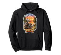 Riding Into My Peace Motorcycle Rider Mountain Sunset Pullover Hoodie
