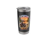 Riding Into My Peace Motorcycle Rider Mountain Sunset Stainless Steel Insulated Tumbler