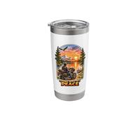 Riding Into My Peace Motorcycle Rider Mountain Sunset Stainless Steel Insulated Tumbler