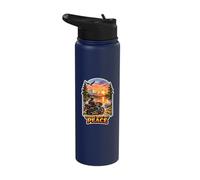 Riding Into My Peace Motorcycle Rider Mountain Sunset Stainless Steel Insulated Water Bottle