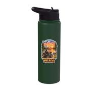 Riding Into My Peace Motorcycle Rider Mountain Sunset Stainless Steel Insulated Water Bottle