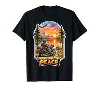 Riding Into My Peace Motorcycle Rider Mountain Sunset T-Shirt