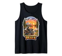 Riding Into My Peace Motorcycle Rider Mountain Sunset Tank Top