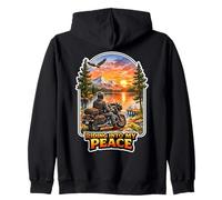 Riding Into My Peace Motorcycle Rider Mountain Sunset Zip Hoodie