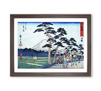Riding Past Mount Fuji By Utagawa Hiroshige Asian Japanese Framed Print | A2 Walnut Framed Wall Art | Ready to Hang | Asian Landscape Picture | Living Room Bedroom Lounge Office
