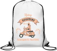 Riding Scooters Is A Favourite Pastime Gym Sack Casual Drawstring Bag White