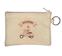 Riding Scooters is A Favourite Pastime Key Chain Coin Purse Beige
