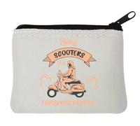 Riding Scooters is A Favourite Pastime Neoprene Coin Purse Pouch 10x11cm White