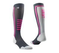 ARIAT TEK Slimline Womens Performance Socks - Ebony/Pink