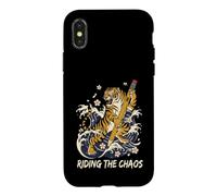 Riding the Chaos Funny Back to School Tiger Humor Case for iPhone X/XS