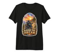 Riding The Dream Motorcycle Rider Sunset Premium T-Shirt