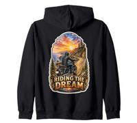 Riding The Dream Motorcycle Rider Sunset Zip Hoodie