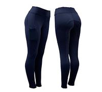 Riding Tights Equestrian Ladies Silicone Grip with Phone Pockets Horse Riding/Gym/Yoga Leggings Tights Breeches Equine (as8, Waist, Numeric_32, Regular, Regular, Navy, UK 14, Skinny)