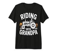 Riding with Grandpa Tractor Farm Premium T-Shirt