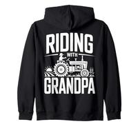 Riding With Grandpa Tractor Farm Zip Hoodie