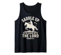 Riding with The Lord Romans 6:4 Christian Cowboy Tank Top