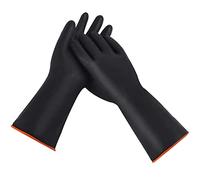 RIDINO Heavy Duty Latex Gloves, Resist Acid, Alkali and Oil,Reusable Industrial Chemical Rubber Garden Gloves,14inch 1 Pair