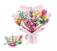 RIDIR Adult Building Blocks Flower Bouquet Set: Build Beautiful Purple Rose & Orchid, Botanical Plant Collection for Relaxation for Happy Adults, Christmas and Valentine's Day