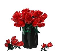 RIDIR Red Rose Building Kit for Adults, Artificial Flower Bouquet Set