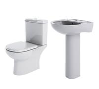 Balterley Ridley Ceramic Suite: Toilet w/ Soft-Close Seat & 560mm Basin Pedestal in White Balterley White