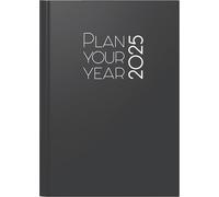rido/idé Book Calendar Model Executive Planner (2025) "Plan Your Year", 1 Page = 1 Day, A5, 400 Pages, Faux Leather Cover, Black