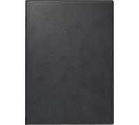 rido/idé Book Calendar Model Roma 1, 2025 Planner, 1 Page = 1 Day, A5, 416 Pages, Faux Leather Cover West, Black