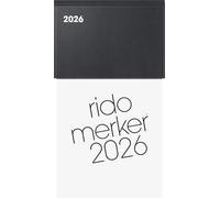 rido/idé Note Book Model Merker 2026 | 108 x 201 mm, Plastic, Black