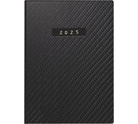 rido/idé Pocket Diary Model Technik III (2025) "Carbon", 1 Page = 1 Day, A6, 384 Pages, Faux Leather Cover, Flexible, Black