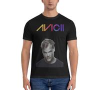 RIEANTE Men's Swedish DJ Singer Music T-Shirts Cotton Men's Short Sleeve Shirts Cool Tops for Summer Outdoor Activities Black M