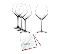 Riedel Extreme Pinot Noir Glasses Value Gift Pack (Buy 3 Get 4) with Large Microfiber Polishing Cloth Bundle (2 Items)
