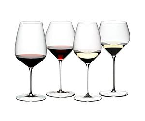 RIEDEL Veloce 4-Piece Wine Tasting Glass Set: Crystal, Tulip-Shaped, Machine-Made, Dishwasher Safe
