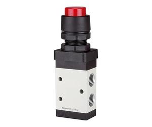 RIEGLER 115995-515.4001 3/2-Way Valve, Manual M3, Push Button, NC, Monost, G 1/8, Red, Pack of 1