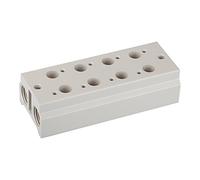RIEGLER 116222-5510.03-14 Multi-base plate, 3/2 way, 3 positions, G 1/8, G 1/4, 1 piece